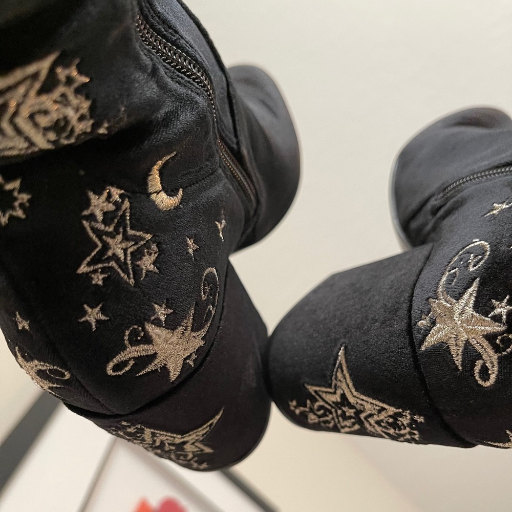 ASH Eros Black Velvet Star Over the Knee Boots - Picture 13 of 16